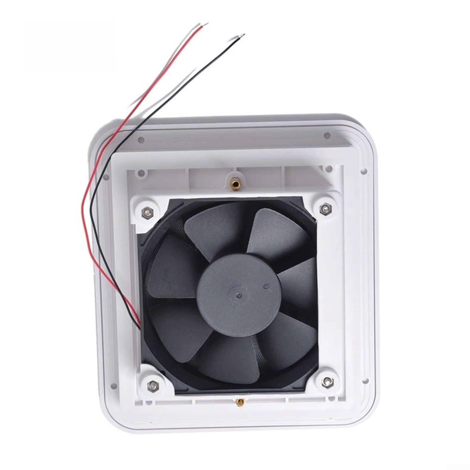 Kompakter 12 V 4 W Seitenlüfter für Wohnmobil-Anhänger, leiser Abluftventilator mit Einwegdurchfluss, für Kunststoffgehäuse, weiß, 20,5 x 18,6 x 6,5 cm (geräuscharm)