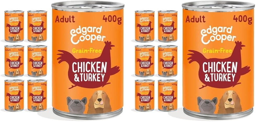 Edgard & Cooper Comida Húmeda para Perros Adultos Latas Natural Sin Cereales Paté 400g x 6 Pollo & Pavo Fresco, Alimentación Sana Sabrosa y Equilibrada, Carne Fresca (Paquete de 2)