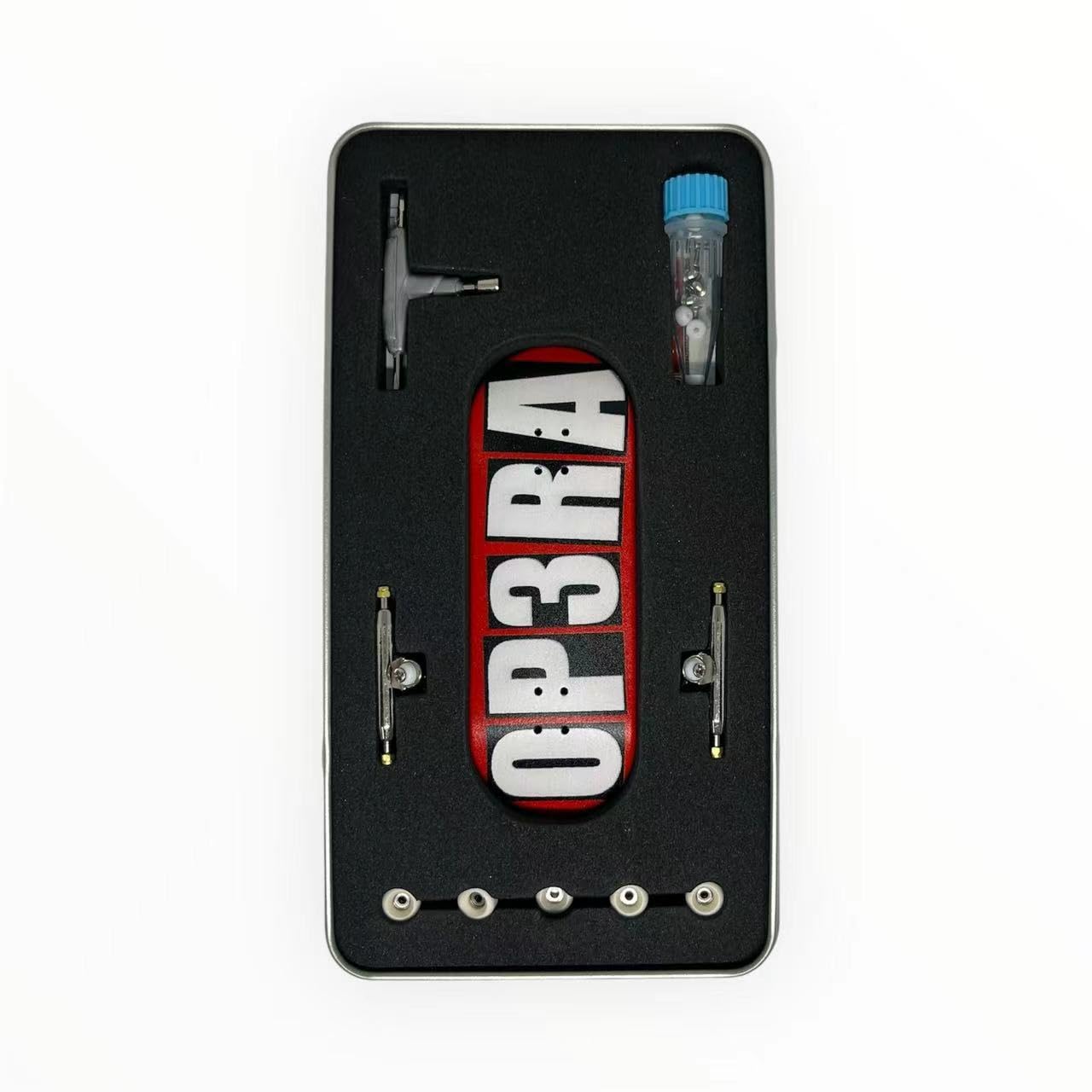 LEEFAI Op3ra Pro Fingerboard Complete 34 * 96mm Maples Wood Deck,UV Printing Graphic-Solid Single Axles Pro Trucks & 5 Urethane Bearing Wheels,-Replace Bushings-Blocks(red) Edition