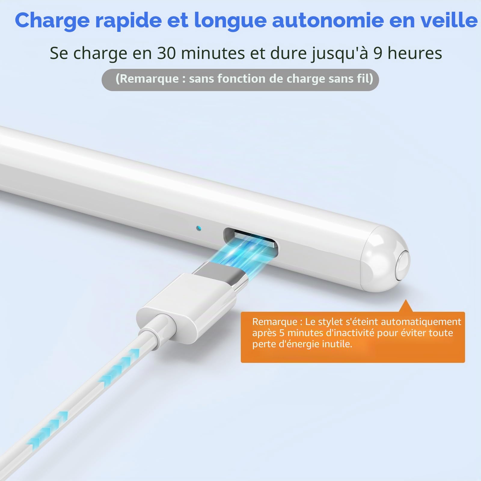 KISSLEAF Stylet Universel pour Tablette Android Samsung Lenovo Huawei Xiaomi Vivo avec 5 Astuces Pointe de 1.5 mm Charge Rapide 30min Adsorption Magnétique