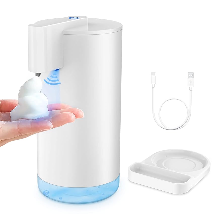 Immagine del prodotto YISH Dispenser Sapone Liquido Automatico per Mani Schiuma Erogatore: Bianco con Sensore Touchless per Bagno Kithcen 260ml USB Ricaricabile