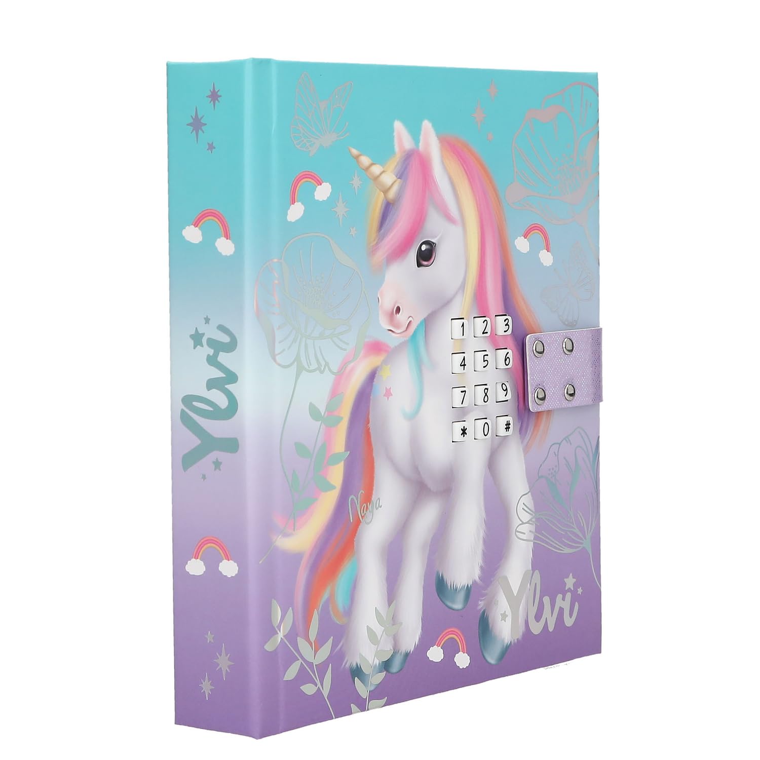 Agenda Ylvi Con Código Numérico, Sonido Y Luz – Unicornio Azul Y Morado – 192 Páginas Ilustradas Para Niñas