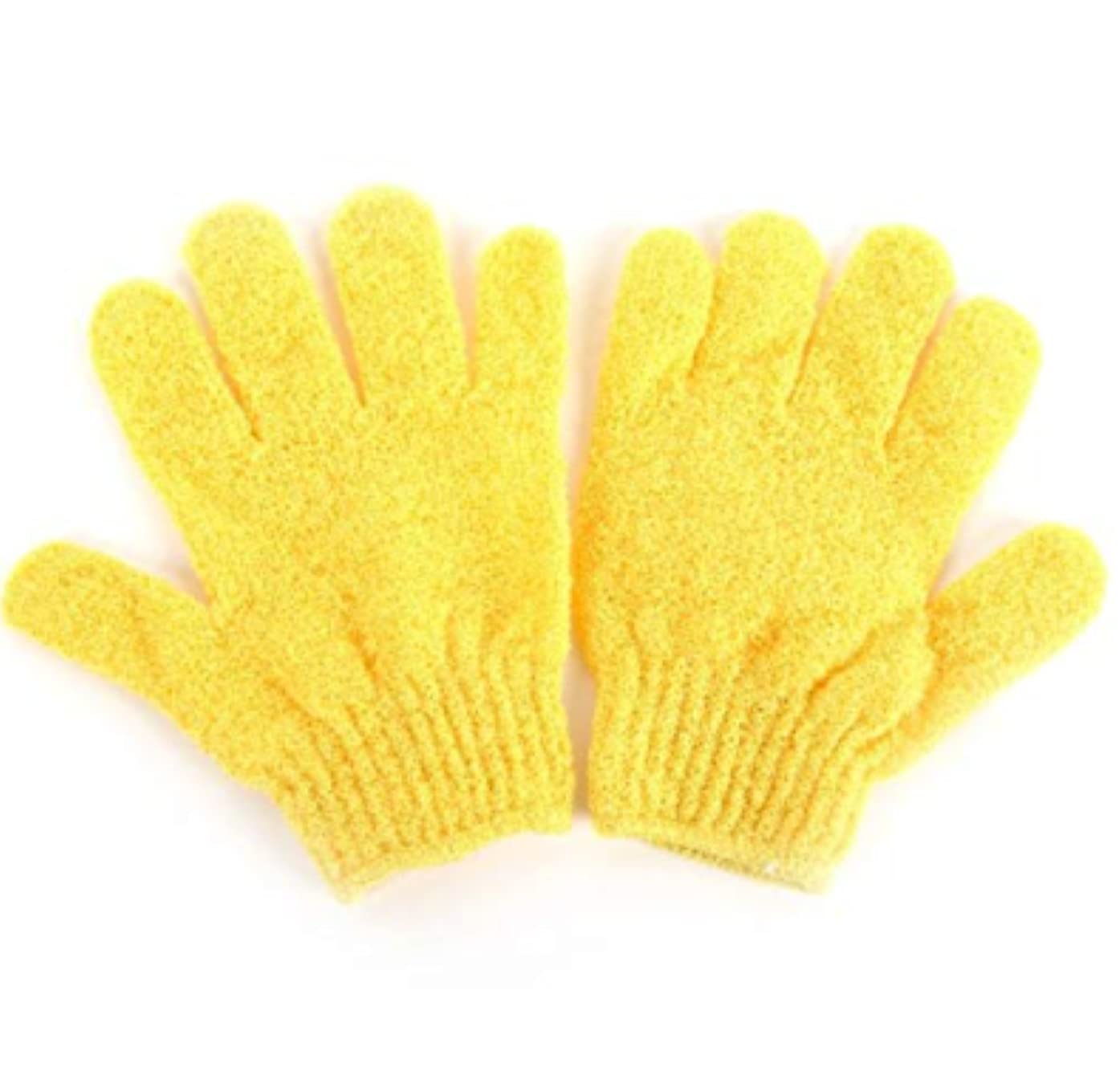 Exfoliating Dual Texture Bath Gloves for Shower, Spa, Massage and Body Scrubs, Dead Skin Cell Remover, Gloves with hanging loop (1 Pair Heavy Glove) (cream)-image-23