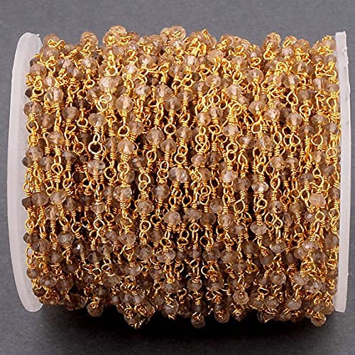 Quartz fumé contre ternissement chaîne chapelet or 24k pour bijoux durables