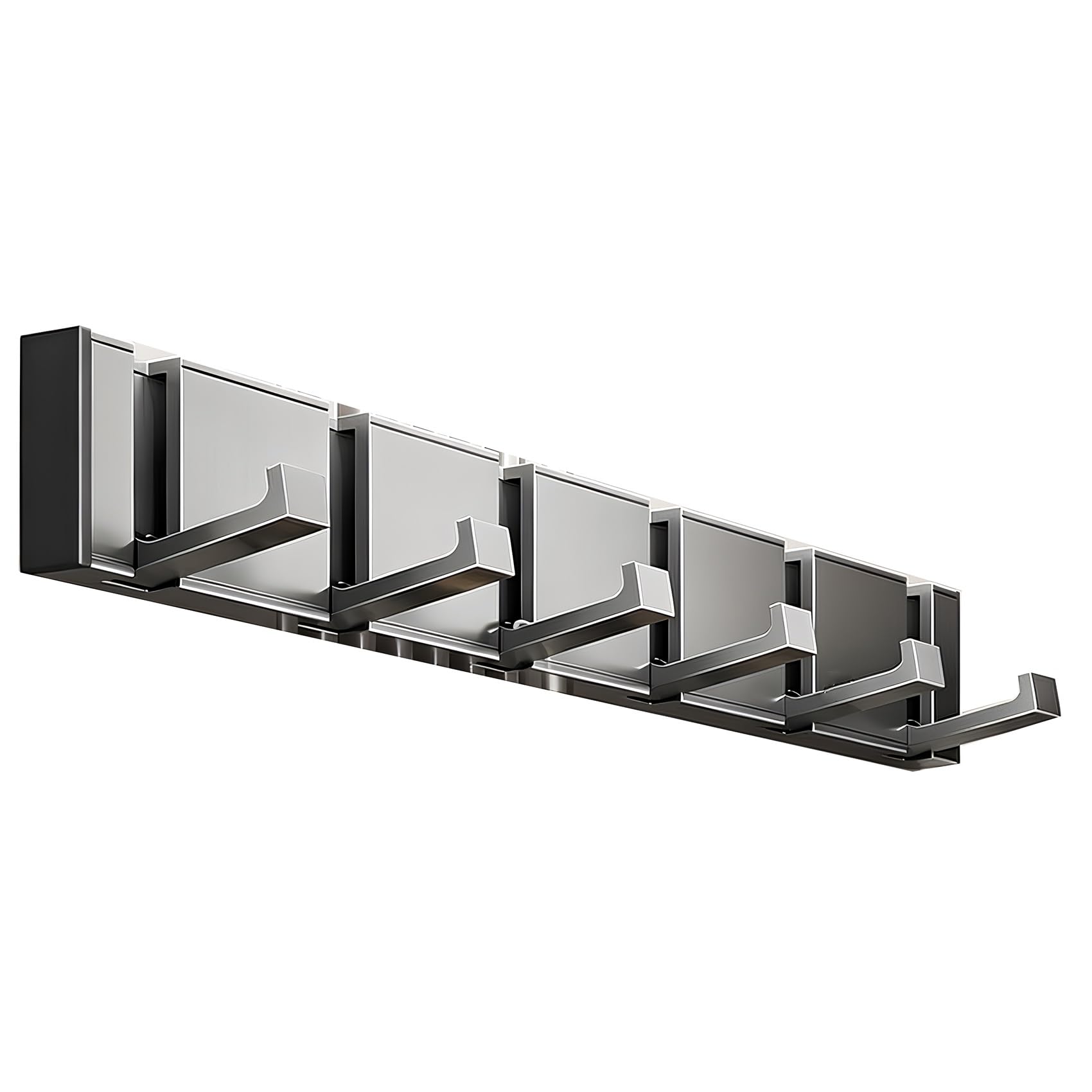 Tzufa Black Foldable Coat Rack Wall Mounted Aluminum Coat Hooks Hanger Organizer