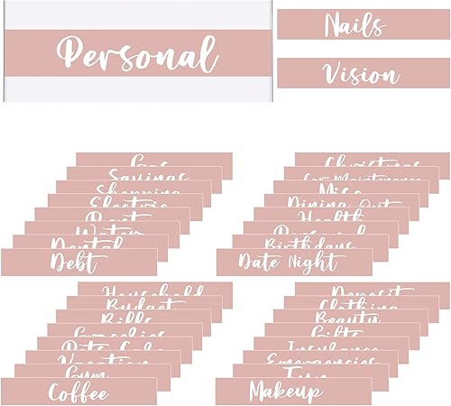 34 etiquetas adhesivas para sobres de efectivo, tamaño A6, etiquetas para carpeta de presupuesto, organizador de dinero, calcomanías para