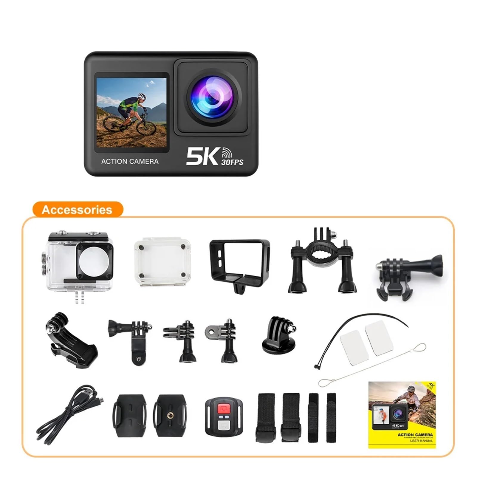 5K 4K60FPS 170D 2.0in 30M WiFi Action Sports Camera Ultra HD Waterproof | Record Sports, Travel, Driving, Helmet and Action with Portable Wide Angle Camera(NO Card)-picture-12