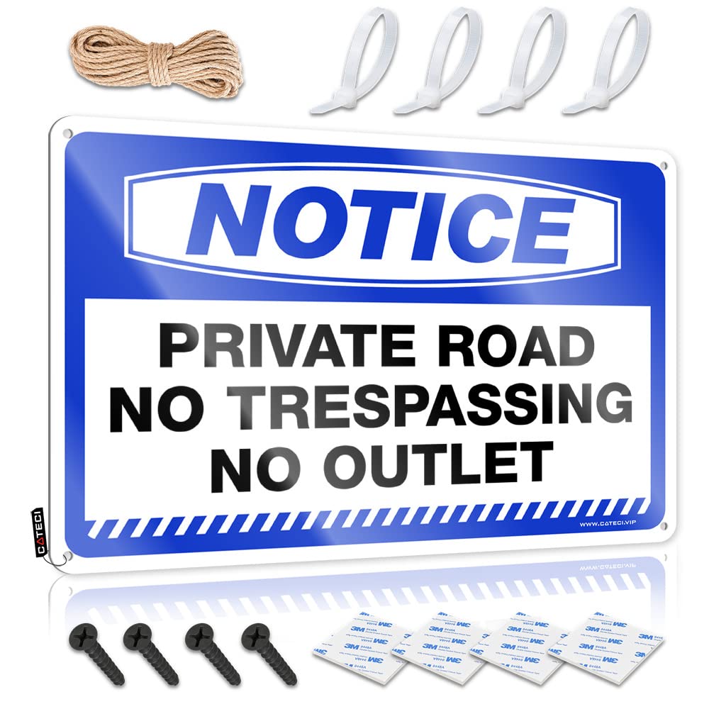 STWNVOITV Metal Tin Signs Funny Notice Private Road No Trespassing No Outlet Tin Sign Metal Signs For Home Decor Funny Bedroom Decor(30X40CM)