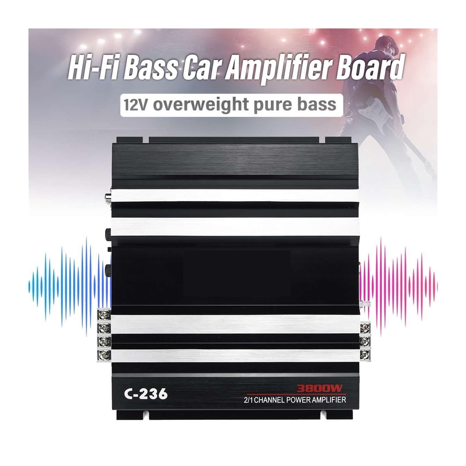 380. 0W 12V. Wzmacniacz samochodowy Multichanel Mocny samochód Audio Subwoofer aluminium Alloy Pojazd Stereo AMP Sound Wzmacniacze