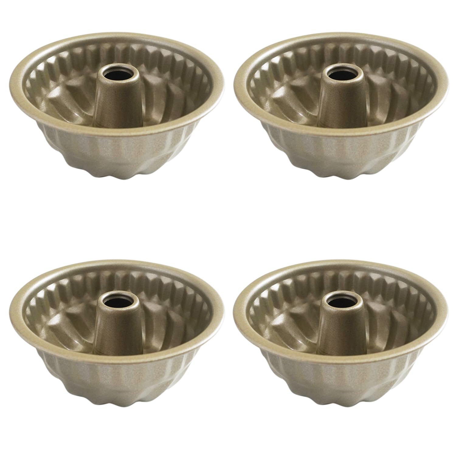 Moldes para pasteles pequeños de 4 pulgadas, moldes para tartas de 4 pulgadas, moldes antiadherentes para hornear, mini molde estriado Kugelhopf para pastel de calabaza, gelatina, brownies -