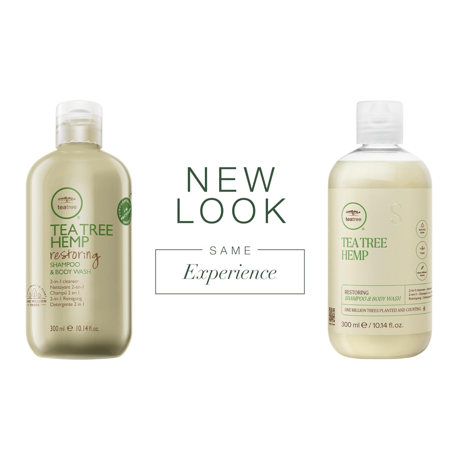 Tea Tree Hemp Restoring Shampoo & Body Wash, 2-in-1 Cleanser, For All Hair Types