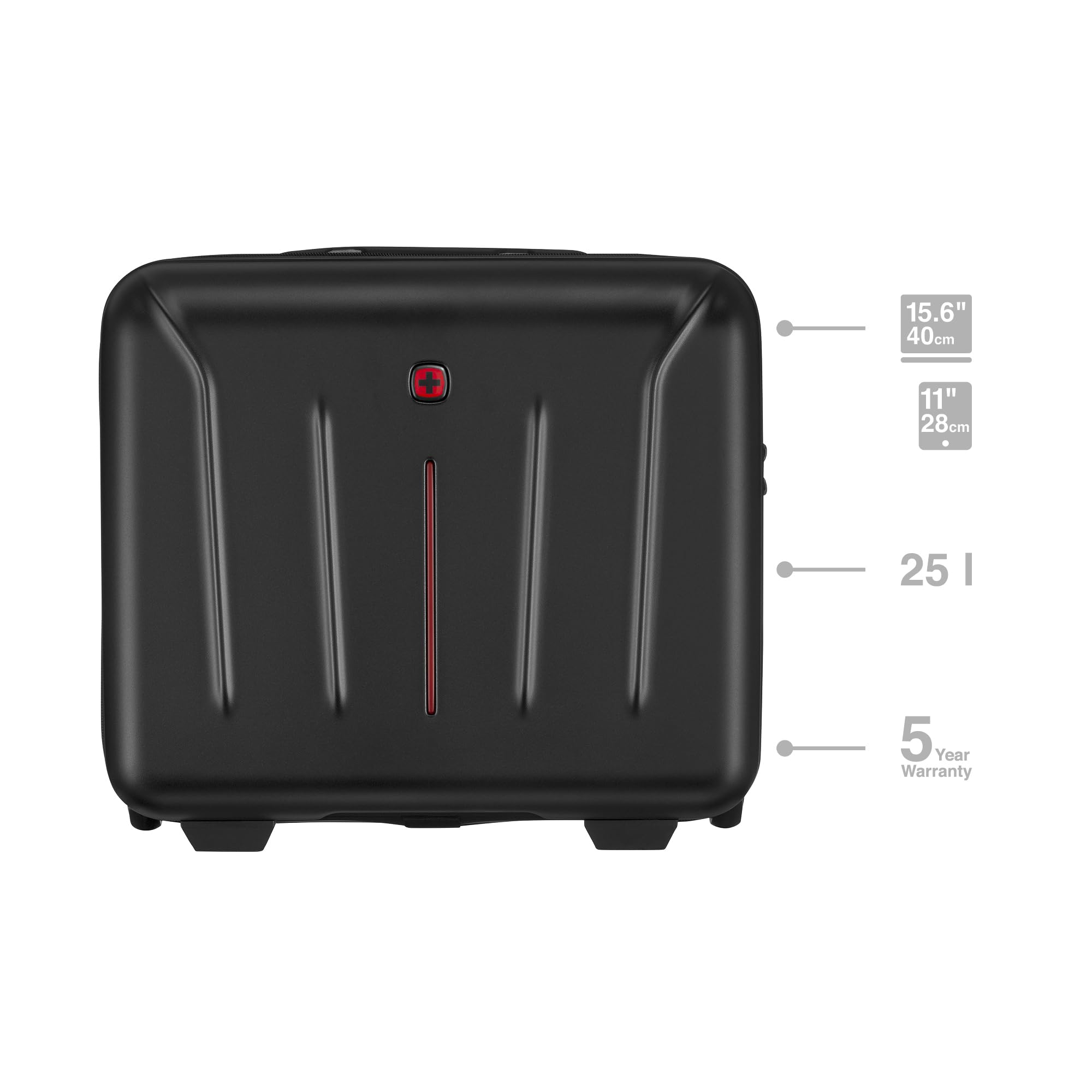 WENGER Amplix Wheeled Case, Laptop-Tasche zum Rollen, Aktenkoffer, Notebook bis 15,6 Zoll, Tablet bis 11 Zoll, 25 l, Damen/Herren, Schwarz, 653893