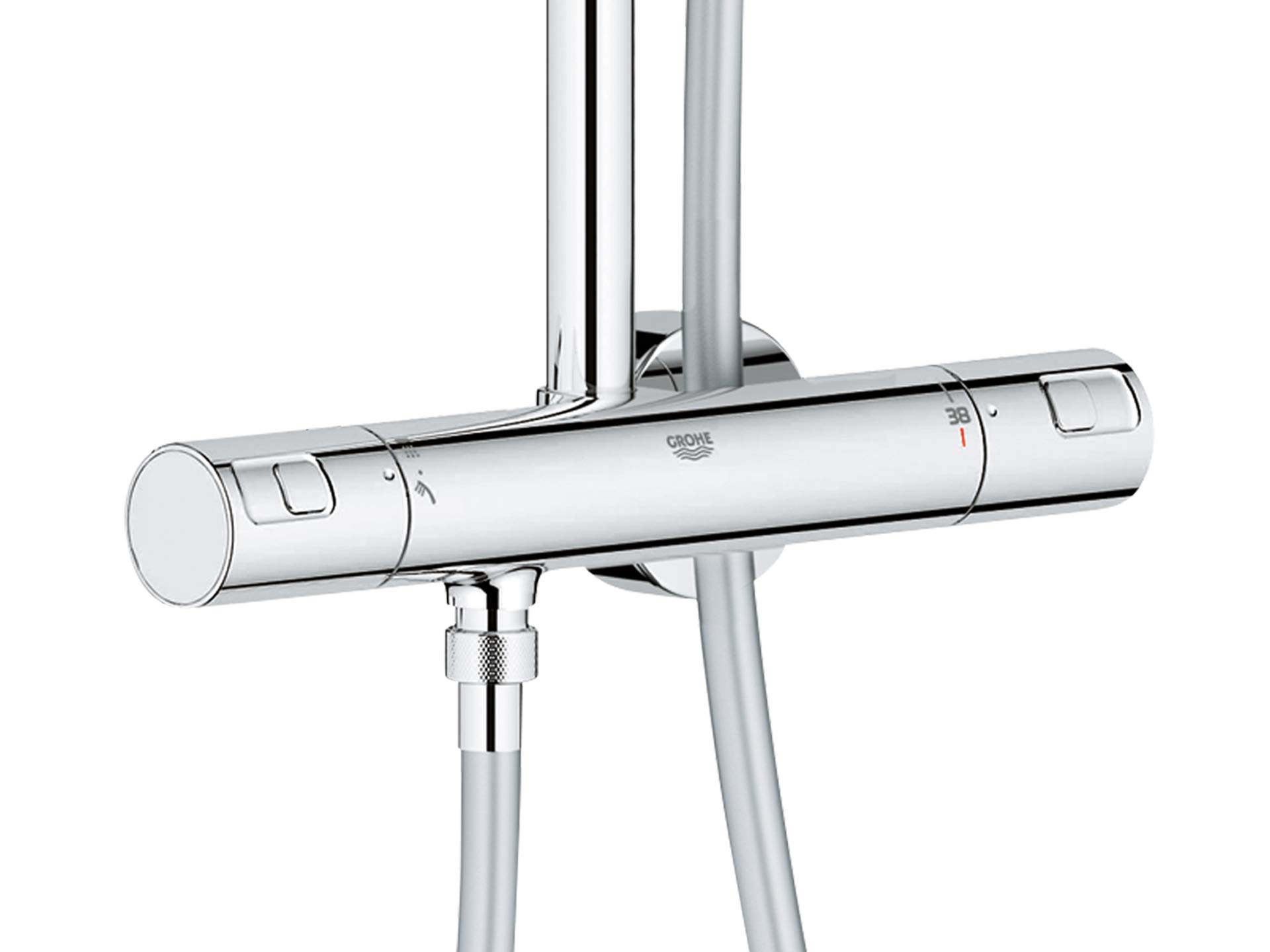 Grohe Vitalio Start System 210, system prysznicowy i prysznicowy z baterią termostatyczną do montażu na ścianie, chrom, 27960001