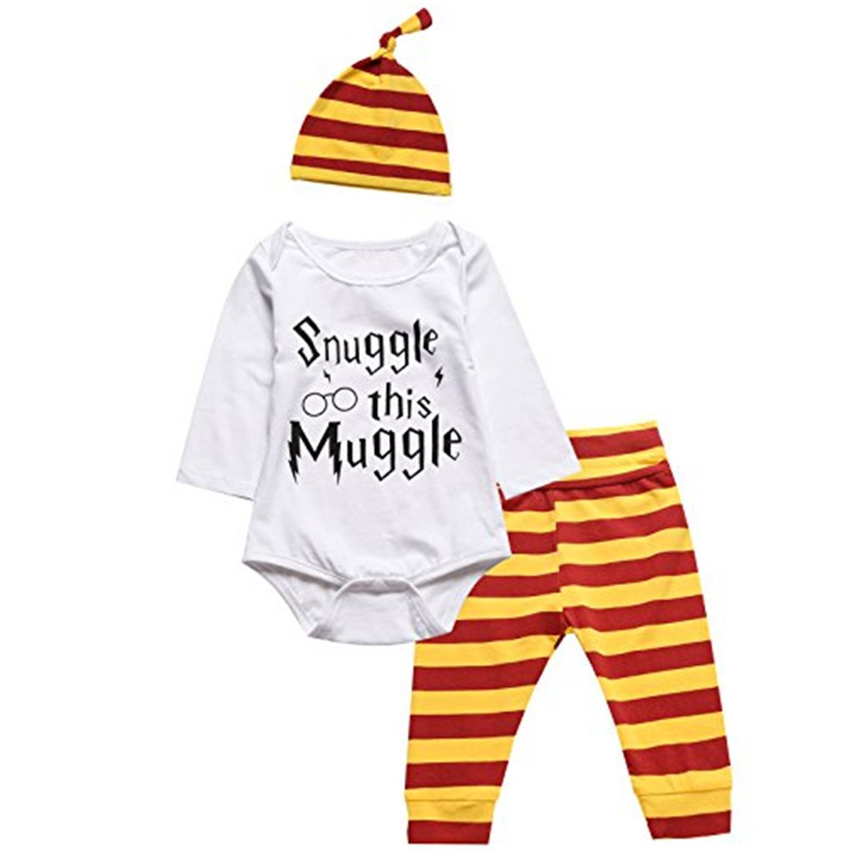 Juflam Snuggle This Muggle Traje de ropa para niños recién nacidos juego de tres piezas + leggings + sombreros