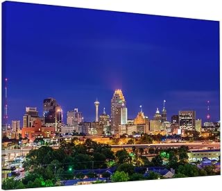 San Antonio Canvas Wall Art Print Home Decor Artwork San Antonio Texas Skyline Farmhouse Canvas Wall Art For Bedroom,Living Room,Office 12x16 Inch