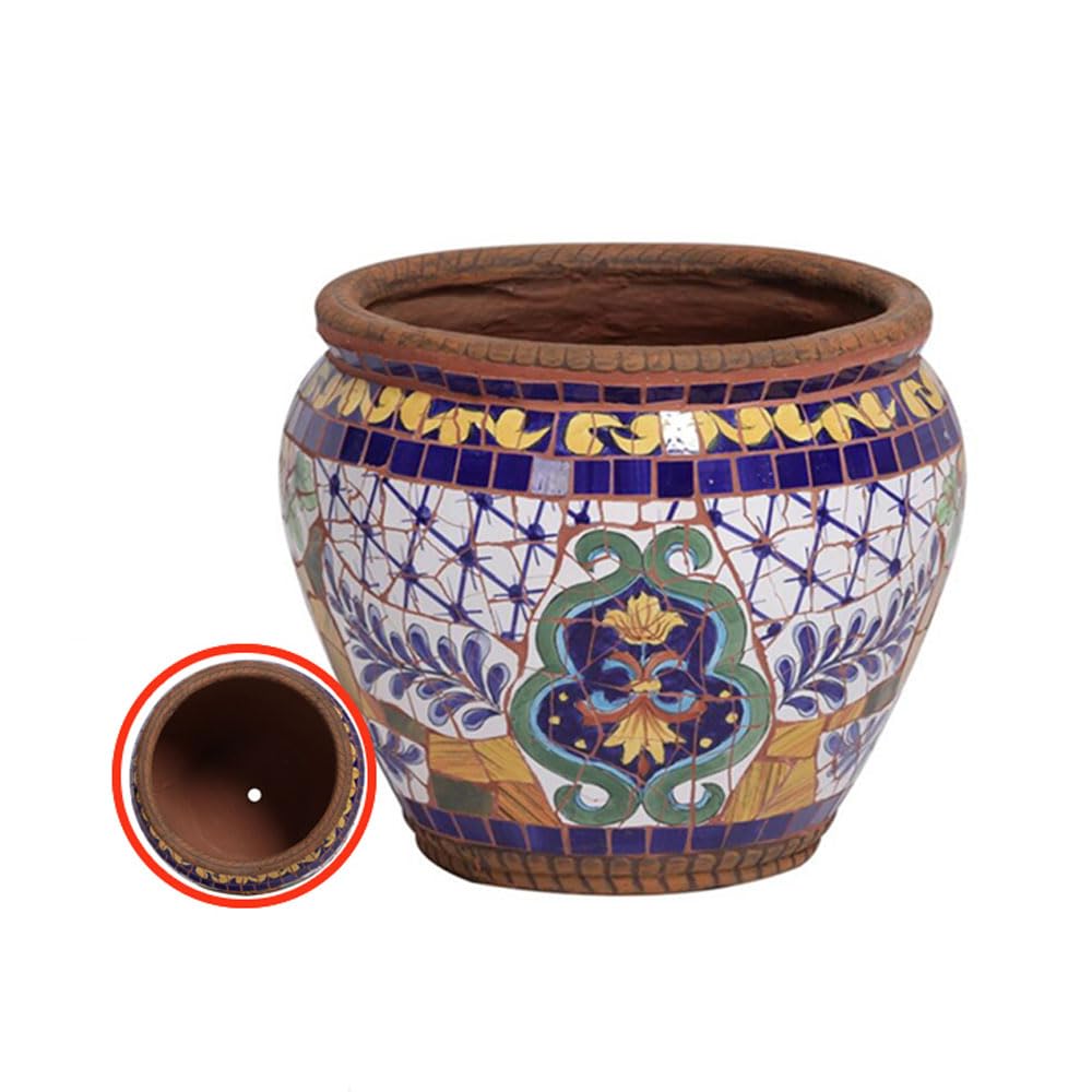 DFGHNBVC Large Flower Pot Planter, Outdoor/Indoor Unbreakable Ceramics Flowerpot Country Courtyard Garden Decoration,Blue
