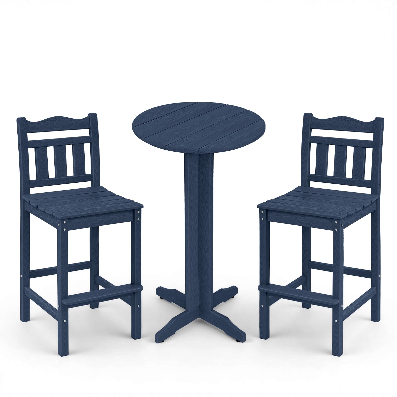 3-Piece Outdoor Bar Set, HDPE Adirondack Chairs &amp; Table