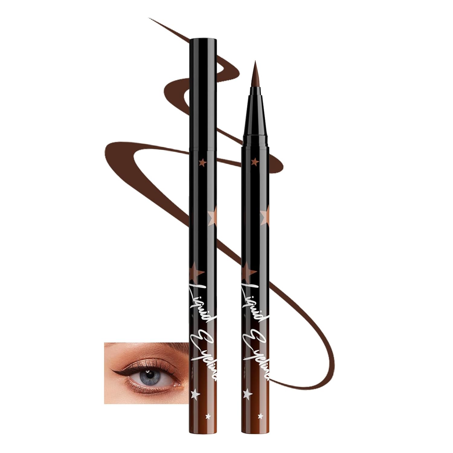 Brown Matte Liquid Eyeliner Pen, Waterproof Smudge Proof Eye Liner Pencil, Brown Liquid Liner for Face Body Paint, Long Lasting & Quick Dry Bright Colorful Eyeliner Pen Eye Makeup #11