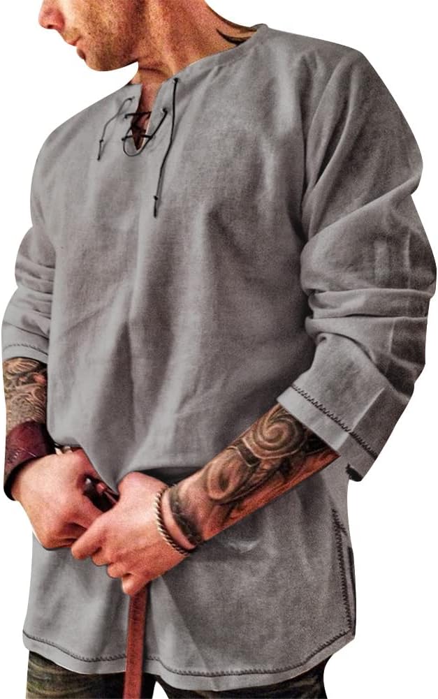 Rela Bota Men's Cotton Shirt Medieval Viking Tunic Renaissance Costume