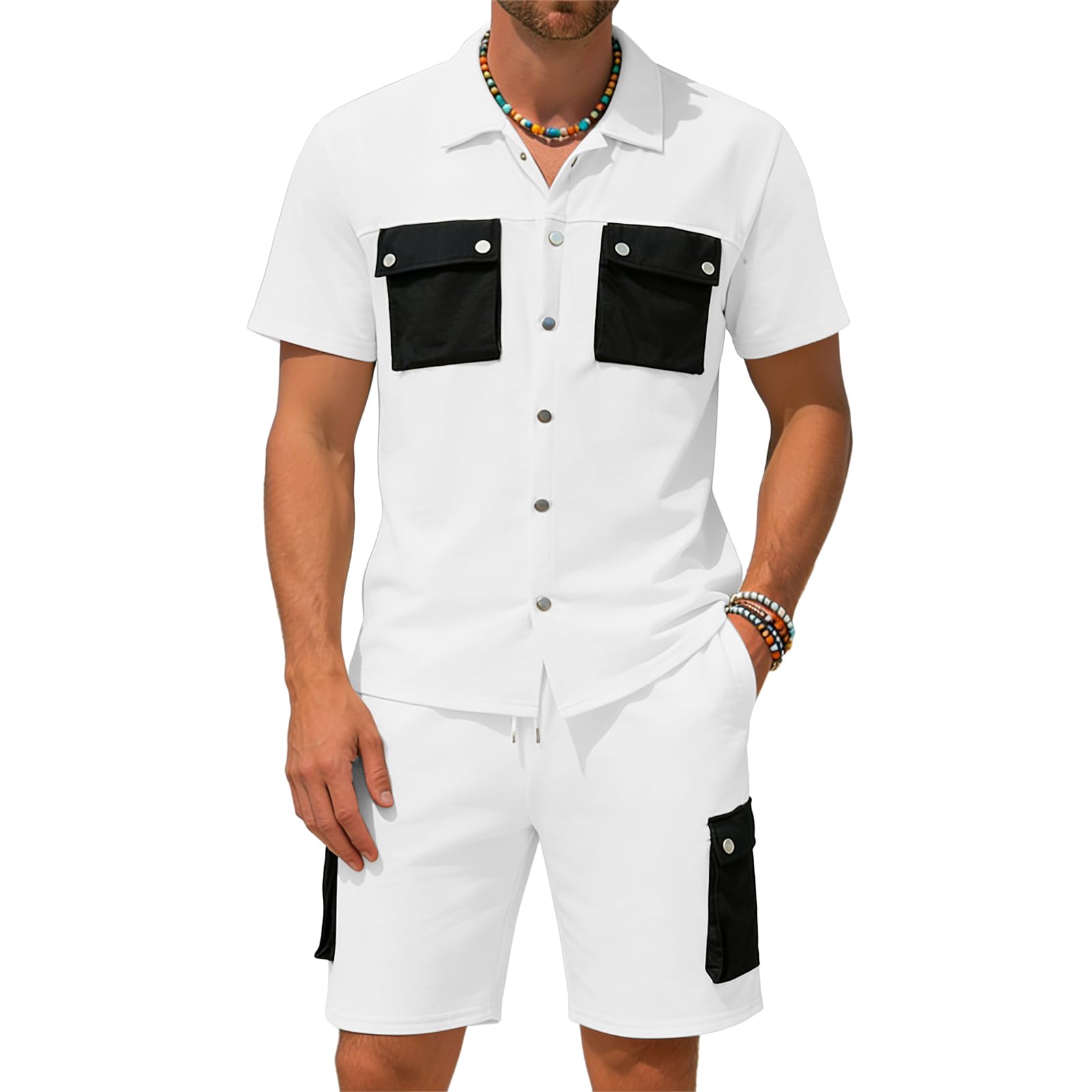 Męski zestaw joggingowy letni zestaw treningowy siłownia mężczyźni szybkoschnący luźny komplet 2-częściowy t-shirt z krótkim rękawem i szortami na wyjście rekreacyjne