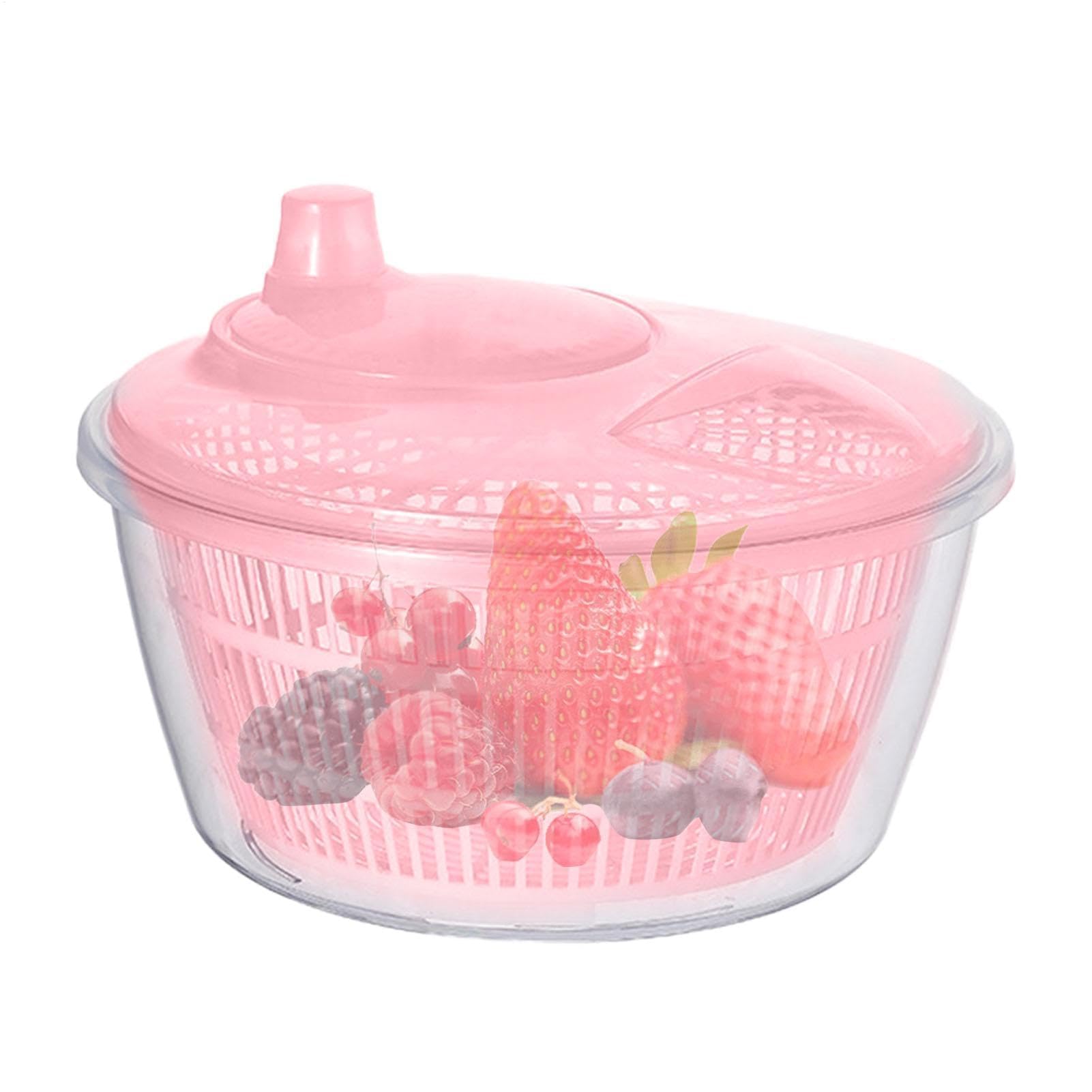 Salatschleuder, Gemüsewaschkorb, Easy Piazzatore, Sicherheits-Salatschleuder for Gemüse for V(Pink)
