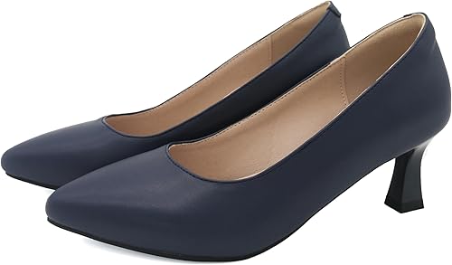 Miniatura 8 de ALLURENANA Zapatos de tacón bajo para mujer, puntera puntiaguda, gruesos, cómodos, sin cordones, tacón de bloque, puntera cerrada, zapatos de vestir