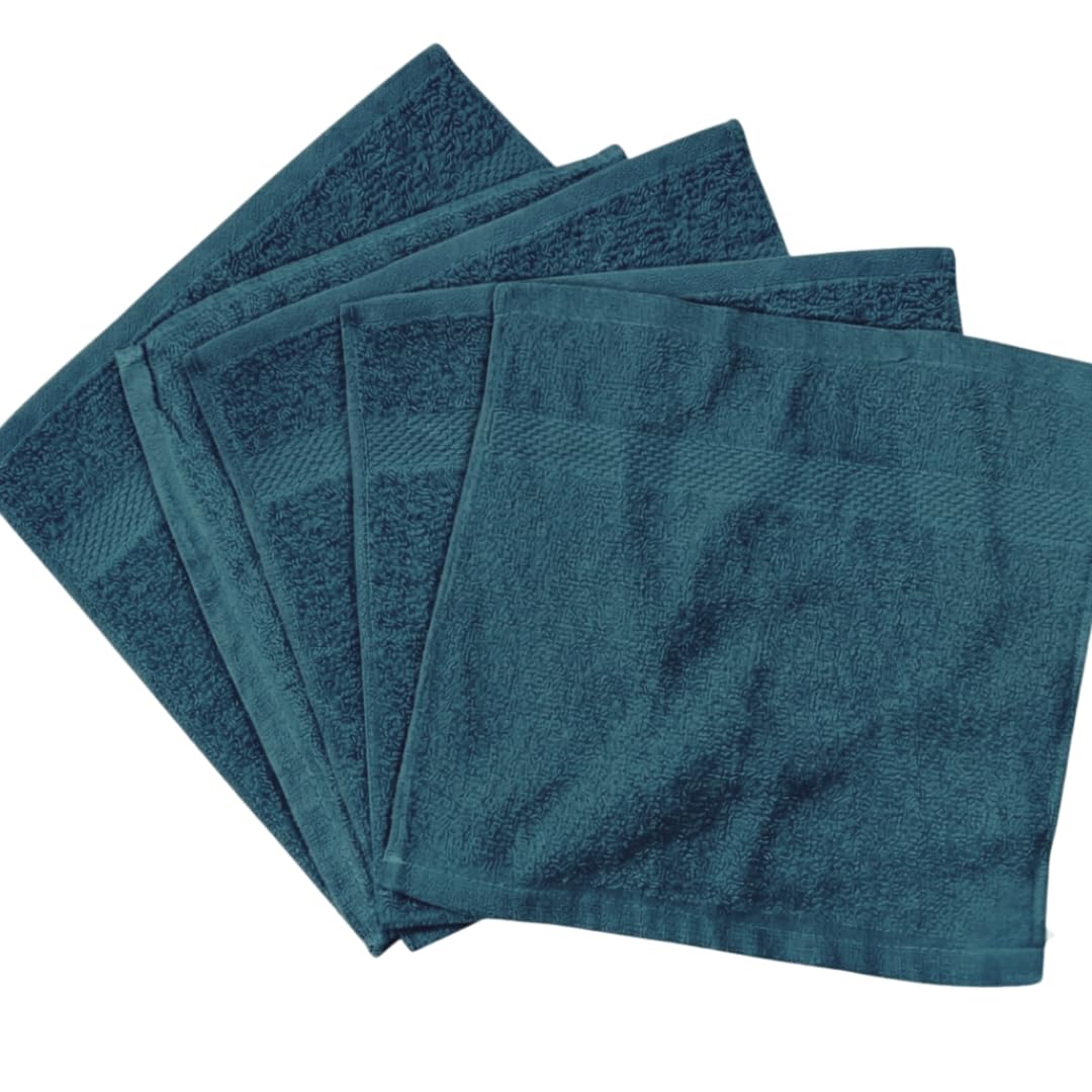 Diamond Tex Pack of 6, 12, 24, 36, 48, 96 Face Cloth 100% Egyptian Cotton Soft Flannels Set Quick Absorbent Washcloth 500-GSM Gym, Golf Hand Wash Towels 30x30cm (Kingfisher, 6) โ image 1