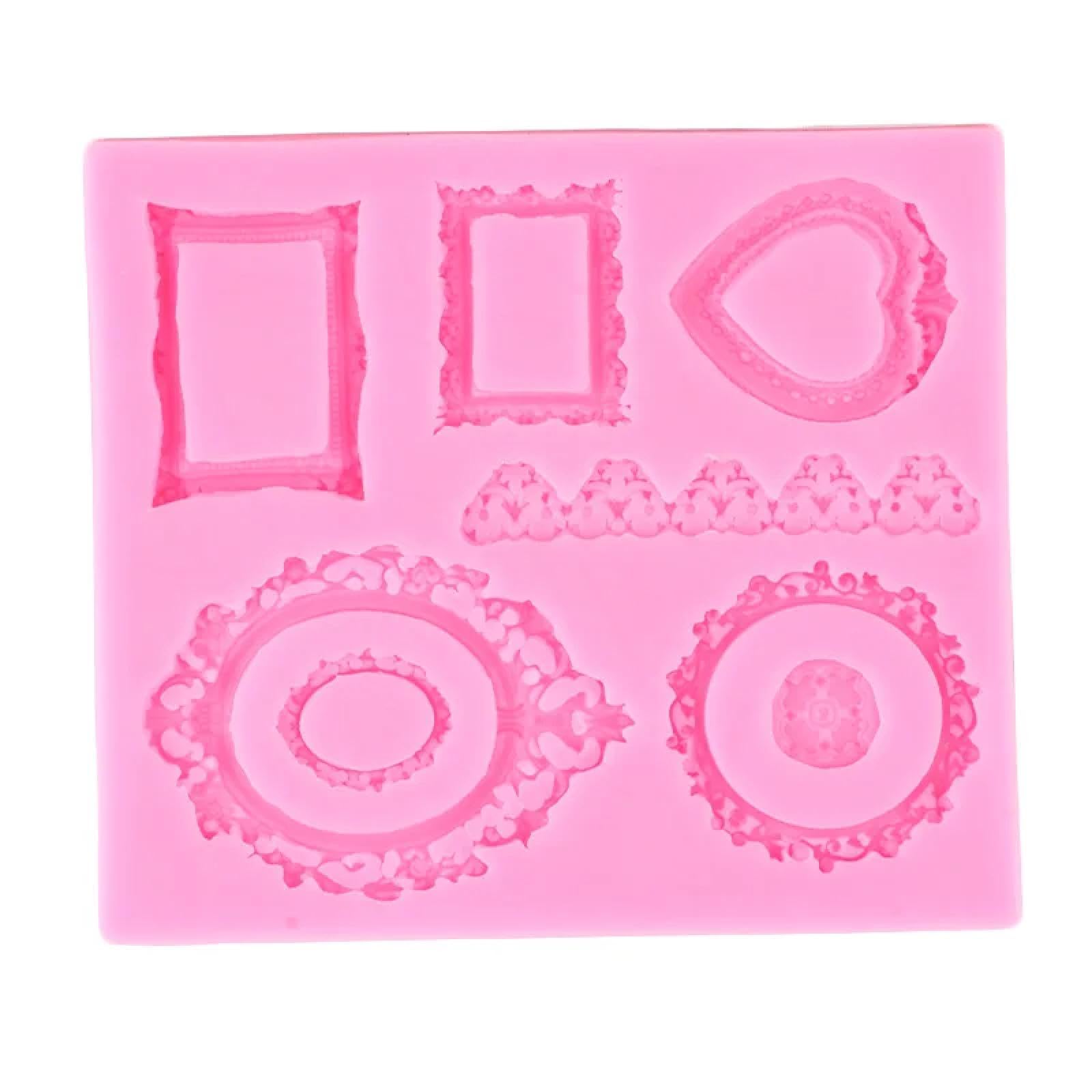 Molde de fondant para tartas, 12 x 10,5 cm, marco de alivio barroco 3D, moldes de silicona para decoración de tartas de boda, herramientas de decoración de pasteles, moldes de resina epoxi de