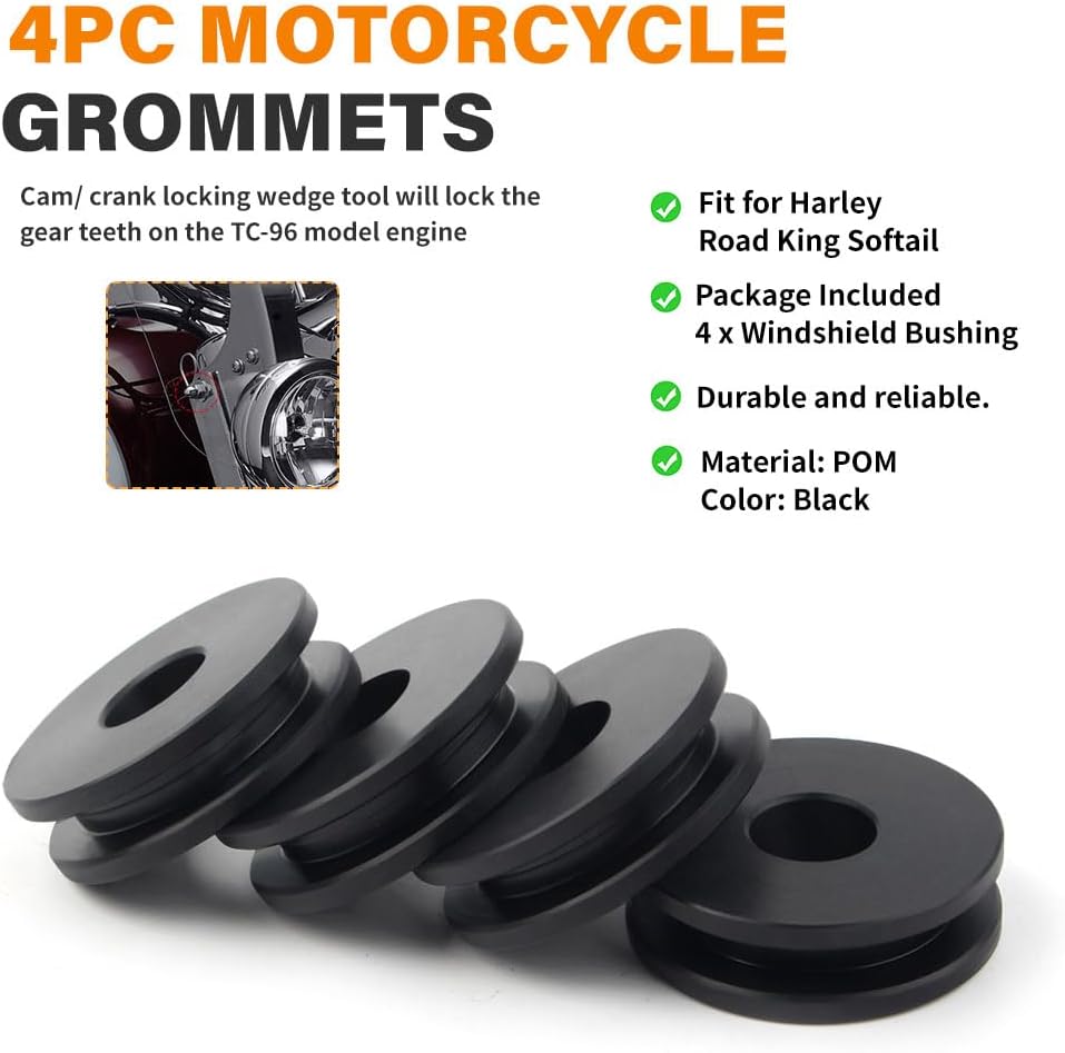 4-Piece Windshield Bushing Kit For Harley Road King & Softail Models