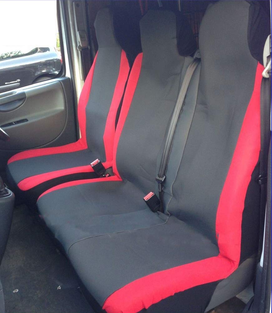 Carseatcover-UK Heavy Duty RED RACING Fabric Van Seat Covers - Fits Most Vans - Single & Double