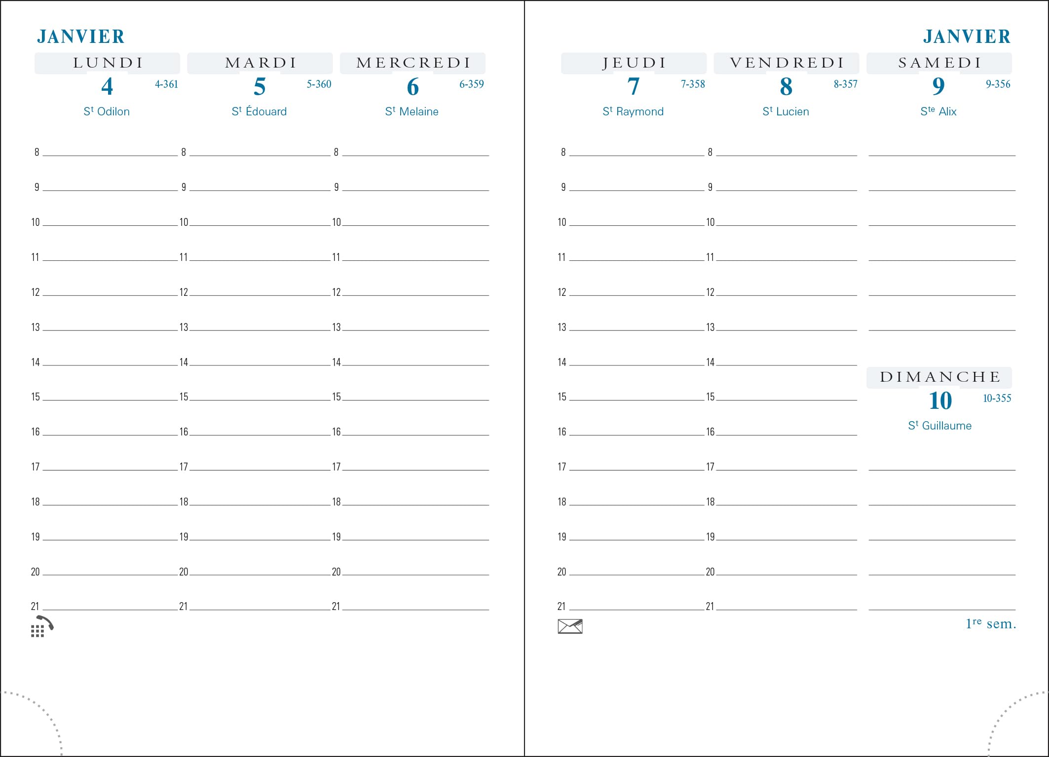 Recharge Exatime 14 Journalier 2026 - 2 Jours Par Page, Format 12,6 X 8,1 Cm, Janvier à Décembre 2026 - Exacompta