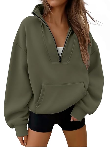 Trendy Queen Womens Sweatshirts Quarter Half Zip Pullover Hoodies Fall Fashion 2026 Winter Fleece Jackets Sweaters
