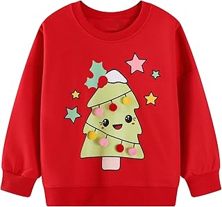 Sudadera Niñas Algodon Comodidad Sin Capucha Caballo Conejito Dibujos Camiseta Manga Larga Colorido Cuello Redondo Casual Top Jersey para Infantil Niña 2-7 años