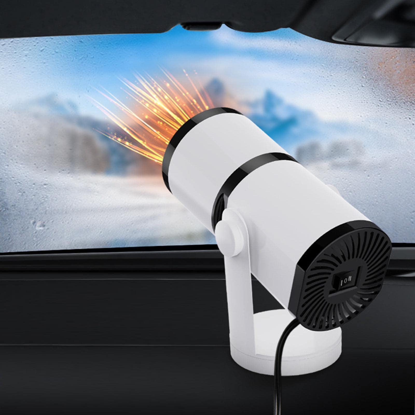 Autoheizer Tragbarer Autoheizlüfter Windschutzscheiben Entfroster Defogger Mini Heizlüfter mit Schnellem Und Kühlmodus Aus Material mit 150W, 24v9096B