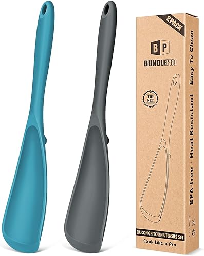 Paquete de 2 cucharas de cocina para utensilios de cocina antiadherentes, cuchara multifunción sin BPA, diseño de una sola pieza, adecuado para