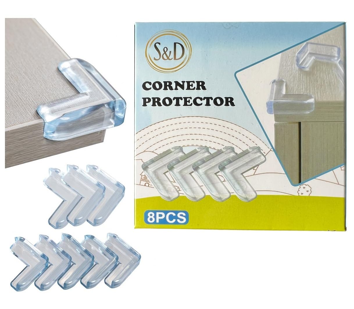 Start and Drive SdCorner Protectors For Baby Kids Table Cupboard Edge Guards Clear Strong Adhesive Safety Bumpers Cushion(Pack Of 08) from B&Q