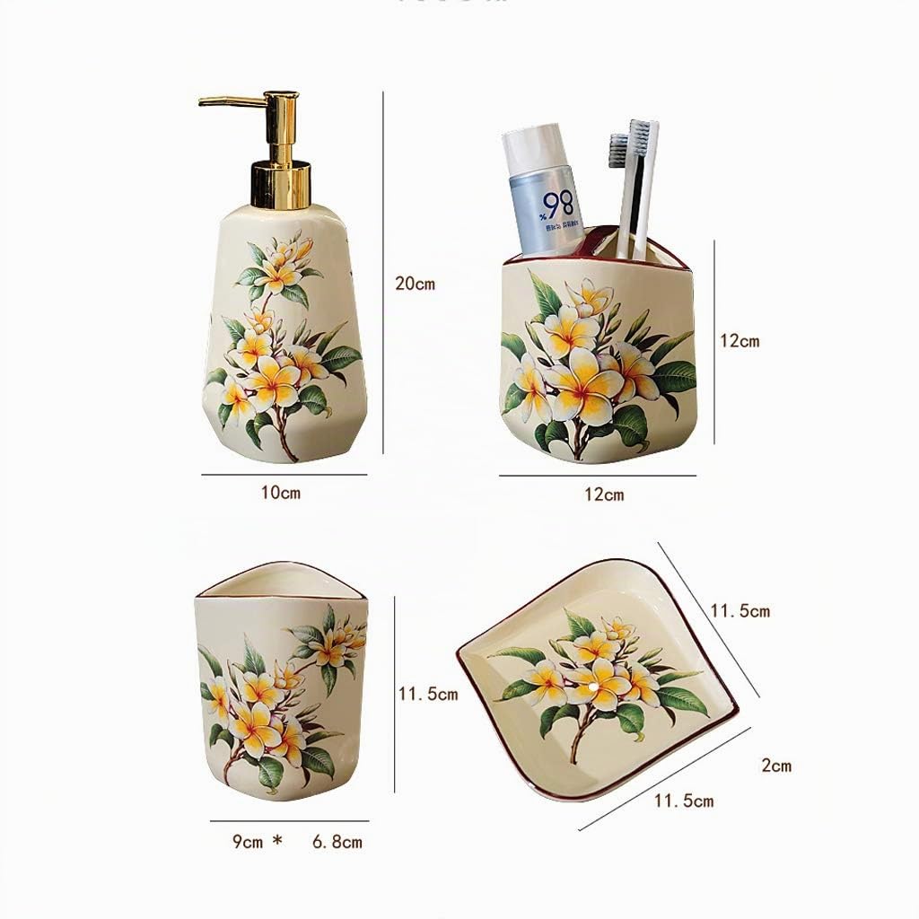 Baño de cerámica Retro 5 Sets Enjuague bucal dispensador de jabón Soporte para Cepillo de Dientes jabonera