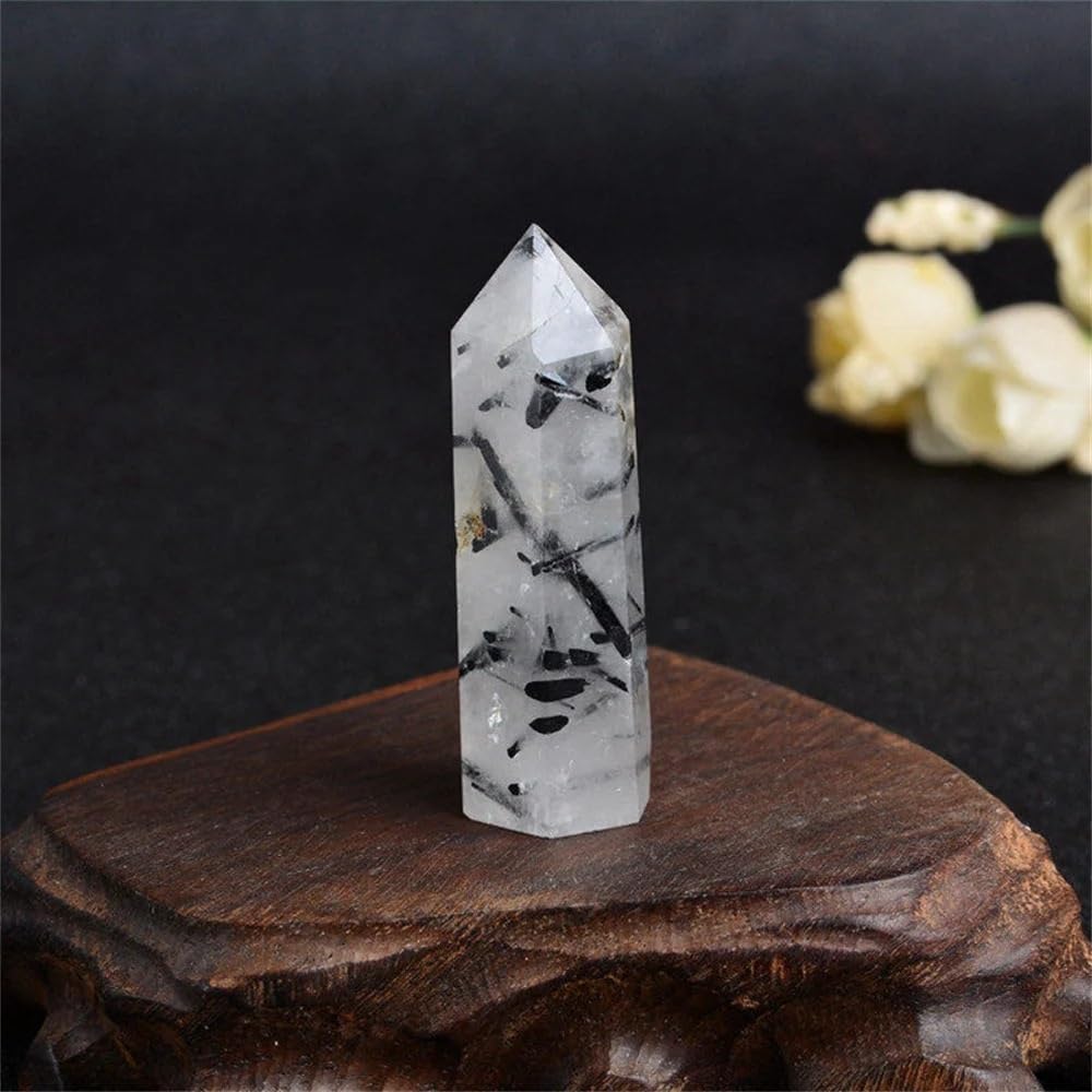 Ylquxeuv One Color Crystal Black Tourmaline Column Magic Wand Stone (Size : 5-6Cm)