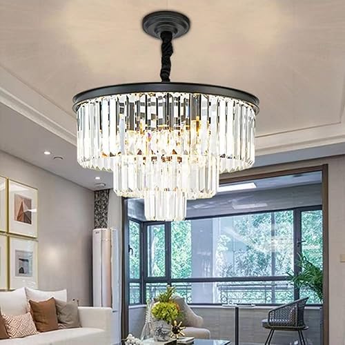 SUNMEIYI Lámpara de araña moderna de cristal contemporánea 3 niveles y 6 luces de techo para sala de estar comedor dormitorio granja hotel cocina