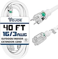 Vista 47 de YOJOE Cable de extensión para interiores y exteriores, calibre 16, SJTW, resistente, 15 pies, color verde, 3 clavijas 13A, resistente a