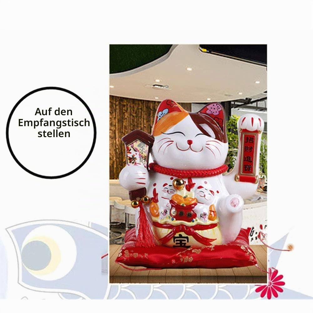 10 Zoll Glückskatze mit Schwenkarm Gold Betrieben Chinesische Feng Shui Deoration Glückskatze für Geschäfte, Restaurants, Wohnzimmer