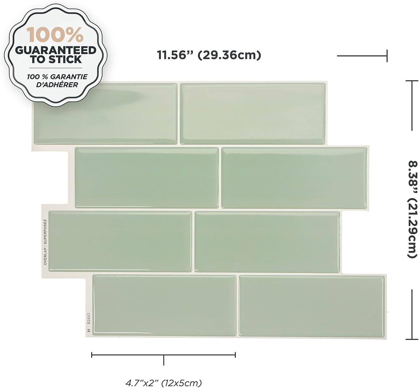 SMART TILES Peel and Stick Stickers for Tiles - 5 Sheets 11.56'' x 8.38'' - 3D Tile Adhesive Films, Self-Adhesive Removable and Adhesive Back Wall Tiles for Kitchen, Bathroom, Wall Decoration