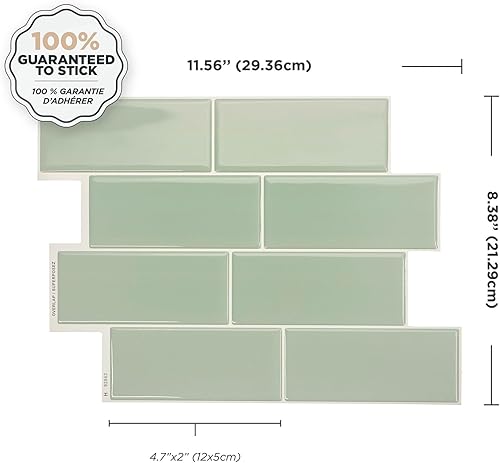 Miniatura 8 de SMART TILES Protector contra salpicaduras para despegar y pegar, 5 hojas de 11.56 x 8.38 pulgadas, adhesivo 3D para cocina, baño, azulejos de pared