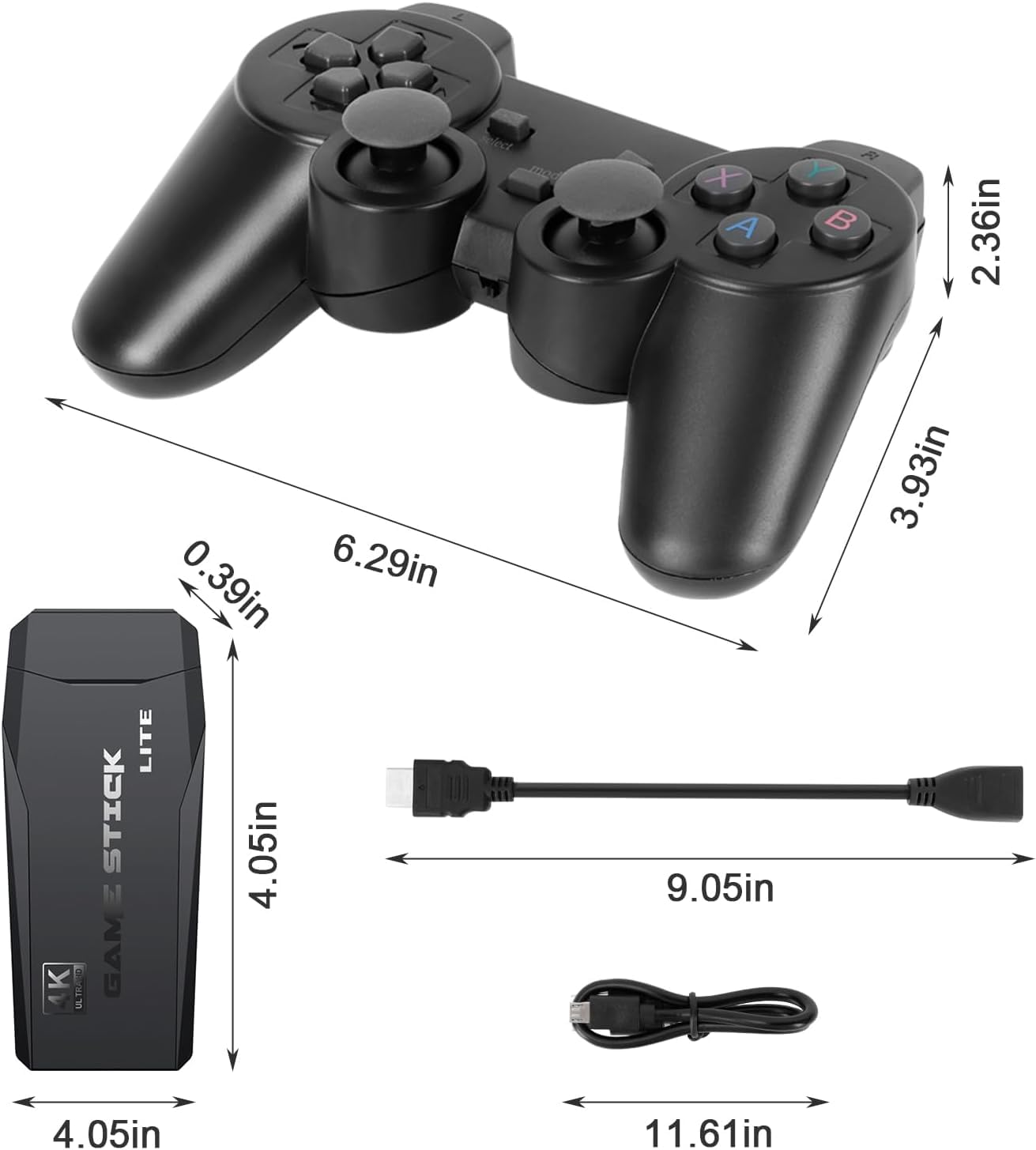 New 4k tv** Video Game Wireless Retro Game Console, Plug and Play Video Game Stick Built in 20000+ Games,9 Classic Emulators, High Definition HDMI Output for TV with Dual 2.4G Wireless Controllers 3