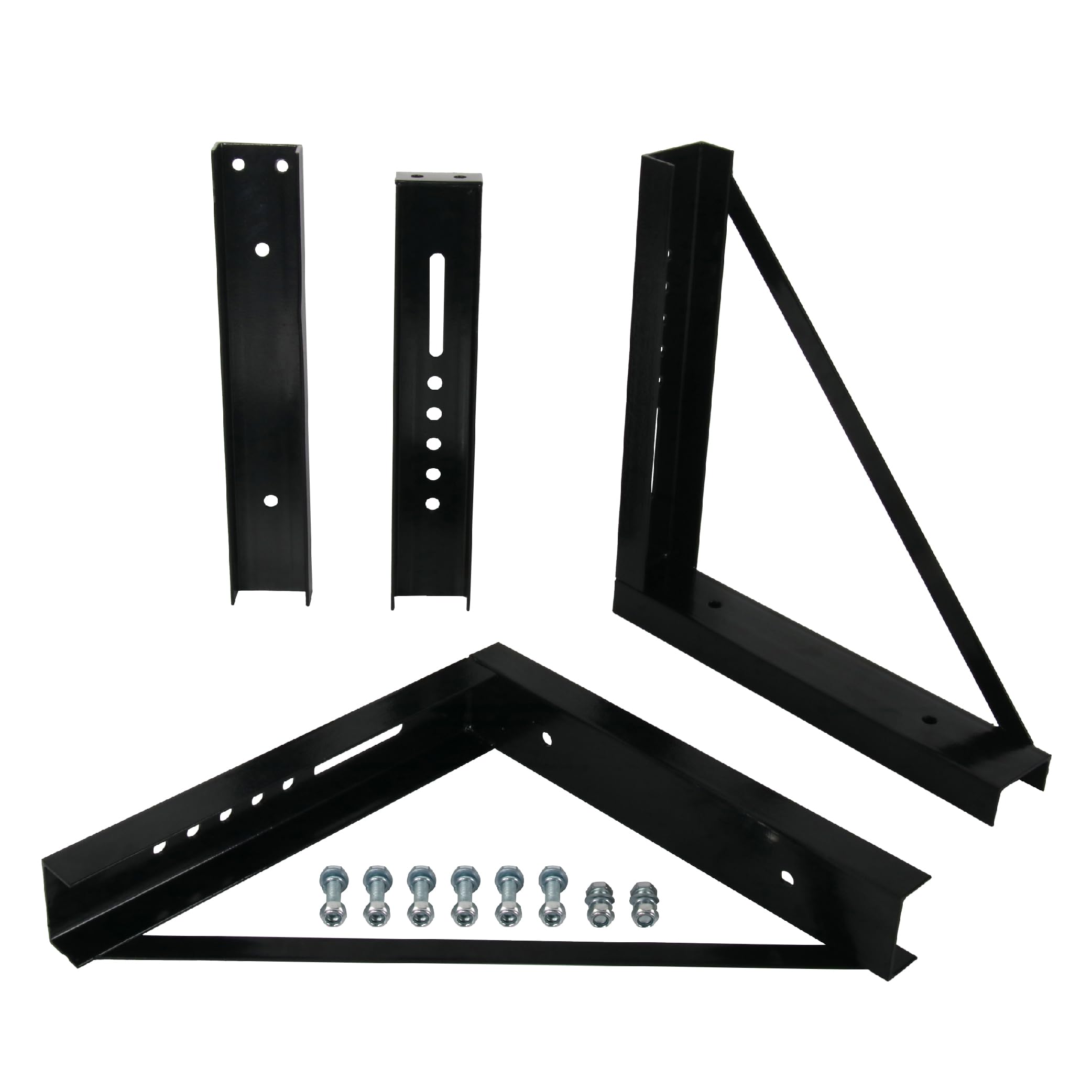 GESEXI 18’’x18’’ Bolted Structural Steel Mounting Brackets for underbody Truck Tool Box, Set of 3- Black