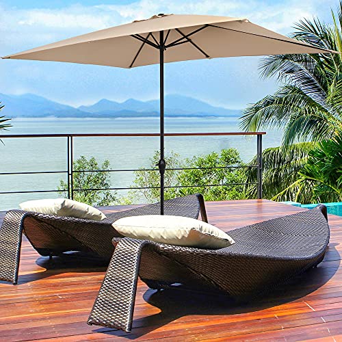 Hel Rectangular Patio Umbrella 10Ft Outdoor Market Table Umbrellas With Push Button Wind Resistant Uv Protected Sun Shade For Garden Lawn Deck Backyard Pool(Color:01) #TOP6