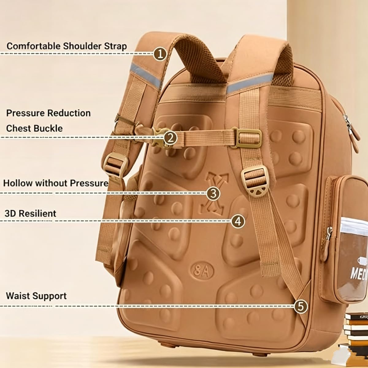 Generisch Capybara Rucksack，GeräUmiger Rucksack In Form Eines Wasserschweins, Inklusive Lunchbox Und FedermäPpchen; Ein Lernset In Form Eines Wasserschweins, Geeignet FüR Jungen Und MäDchen.