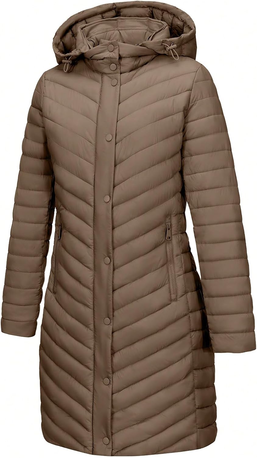 Women Winter Thickened Quilted Puffer Coat with Hood Long Padded Down Puffer Jacket Overcoat Lightweight Warm