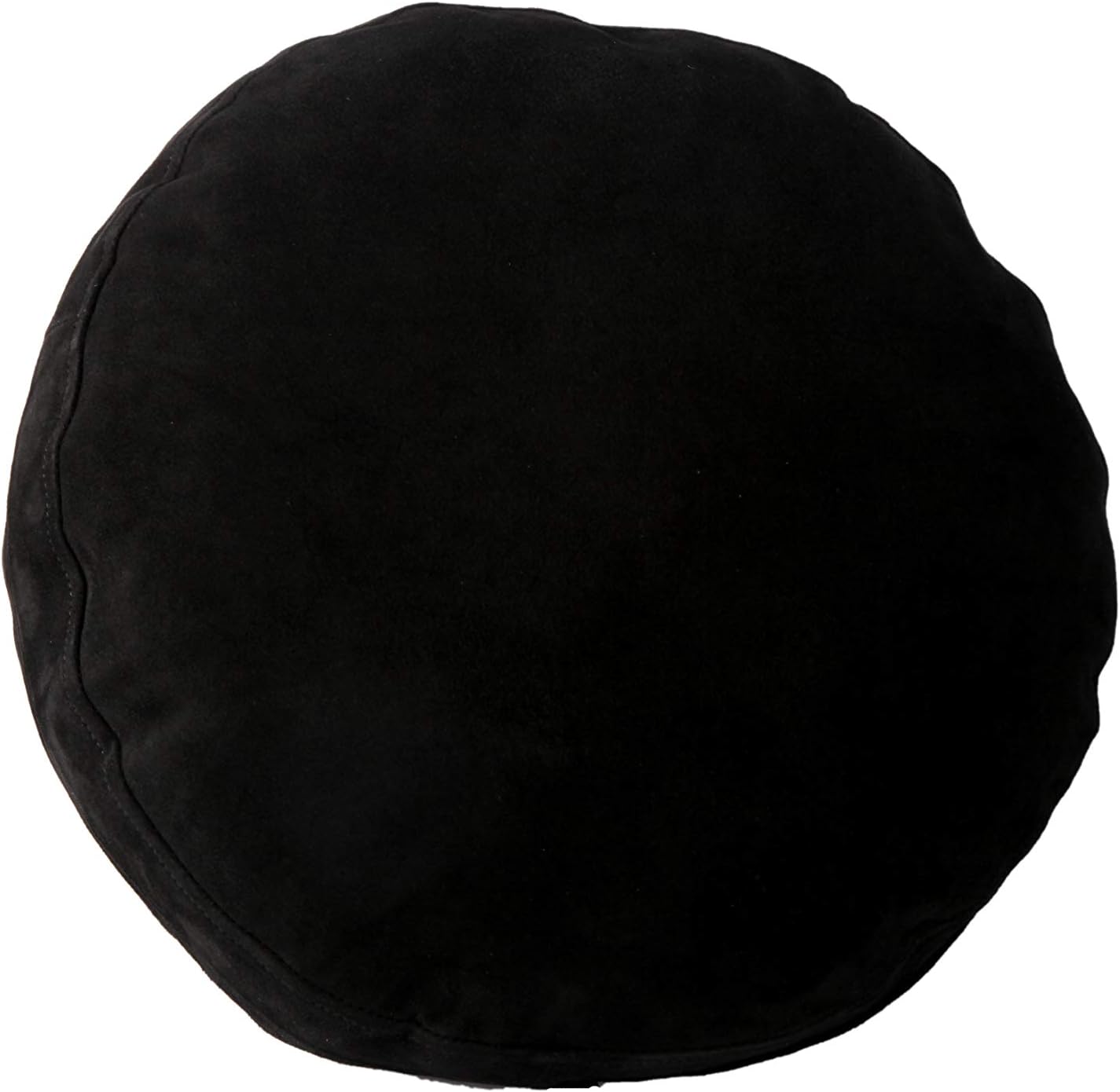 D DOLLY LAMB Lambskin Black Suede Round Leather Pillow Cover - Sofa Cushion Case - Decorative Throw Covers for Living Room & Bedroom - Diameter 18 Inch - Black Suede Pack of 1