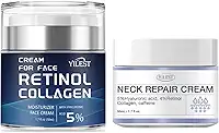 Creme firmador de pescoço e creme facial de retinol para antirrugas, 2 unidades de creme de pescoço e creme facial de retinol para apertar a pele flácida e hidratar, ajuda a reduzir linhas finas e